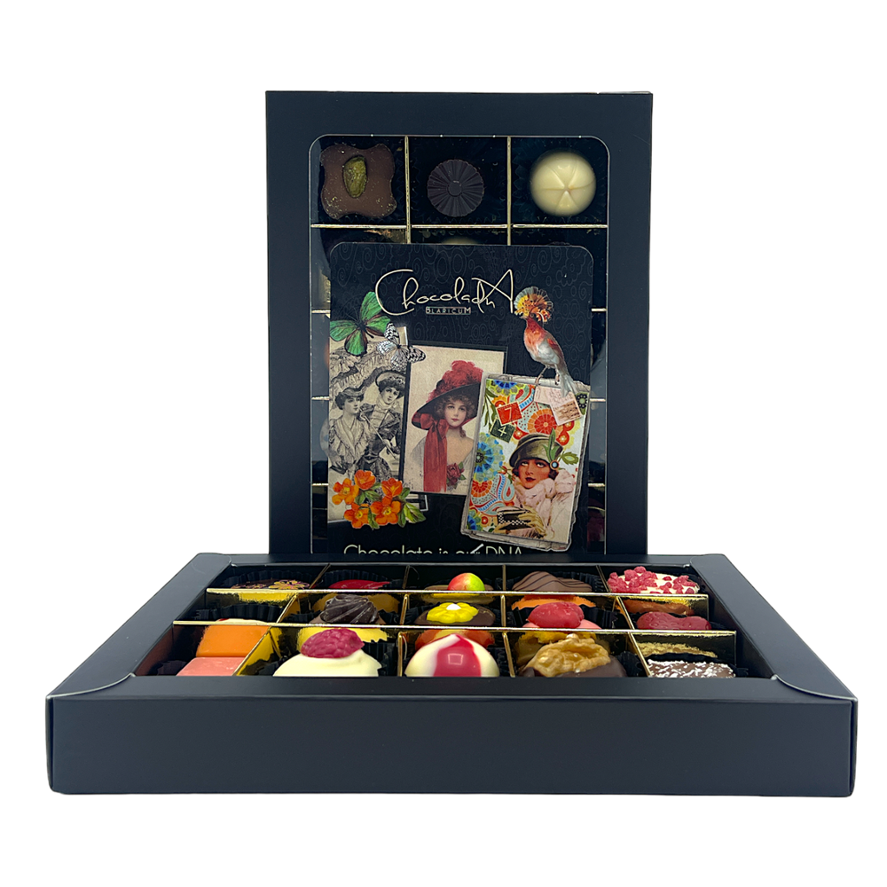 
                  
                    Moederdag Design Chocolademix Pralines & Bonbons (15) met Poëzie-Album en kaart.
                  
                