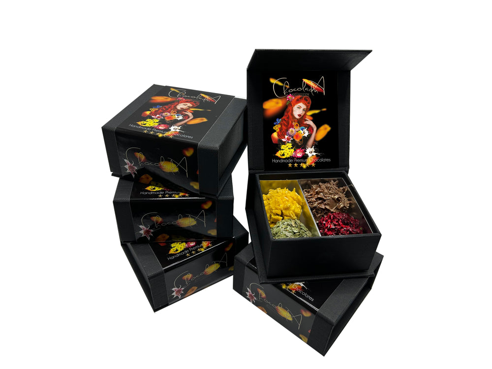 TRUFFELS-ChocolaDNA-Handgemaakte Exclusieve Chocolade Truffels - set van 5 schattige doosjes (5 x 4 truffels)
