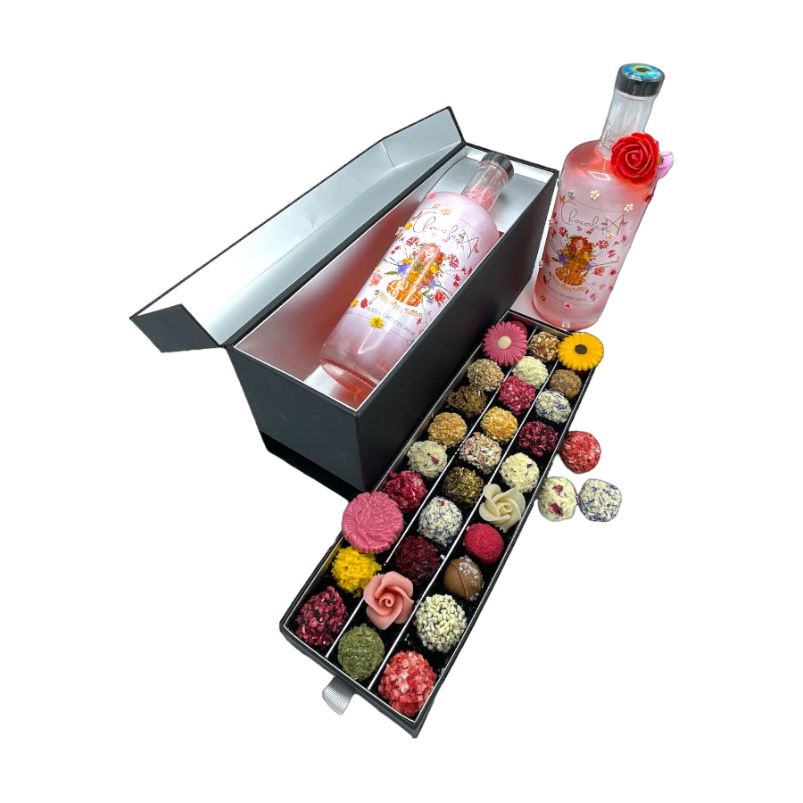 
                  
                    Chocolate truffles with special liqueurs of your choice in a luxurious ChocolaDNA drawer box
                  
                