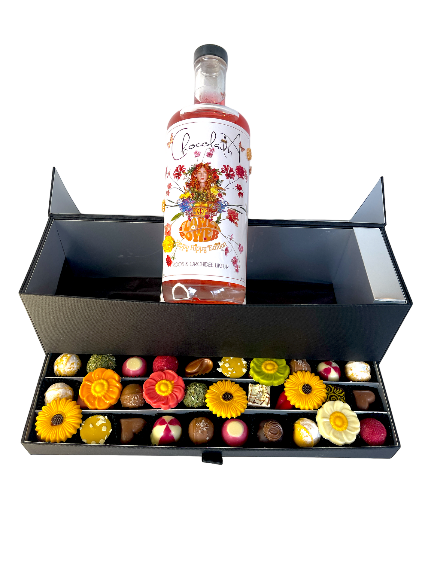
                  
                    Flower Power Chocolate truffles with floral liqueur in luxurious ChocolaDNA drawer box
                  
                