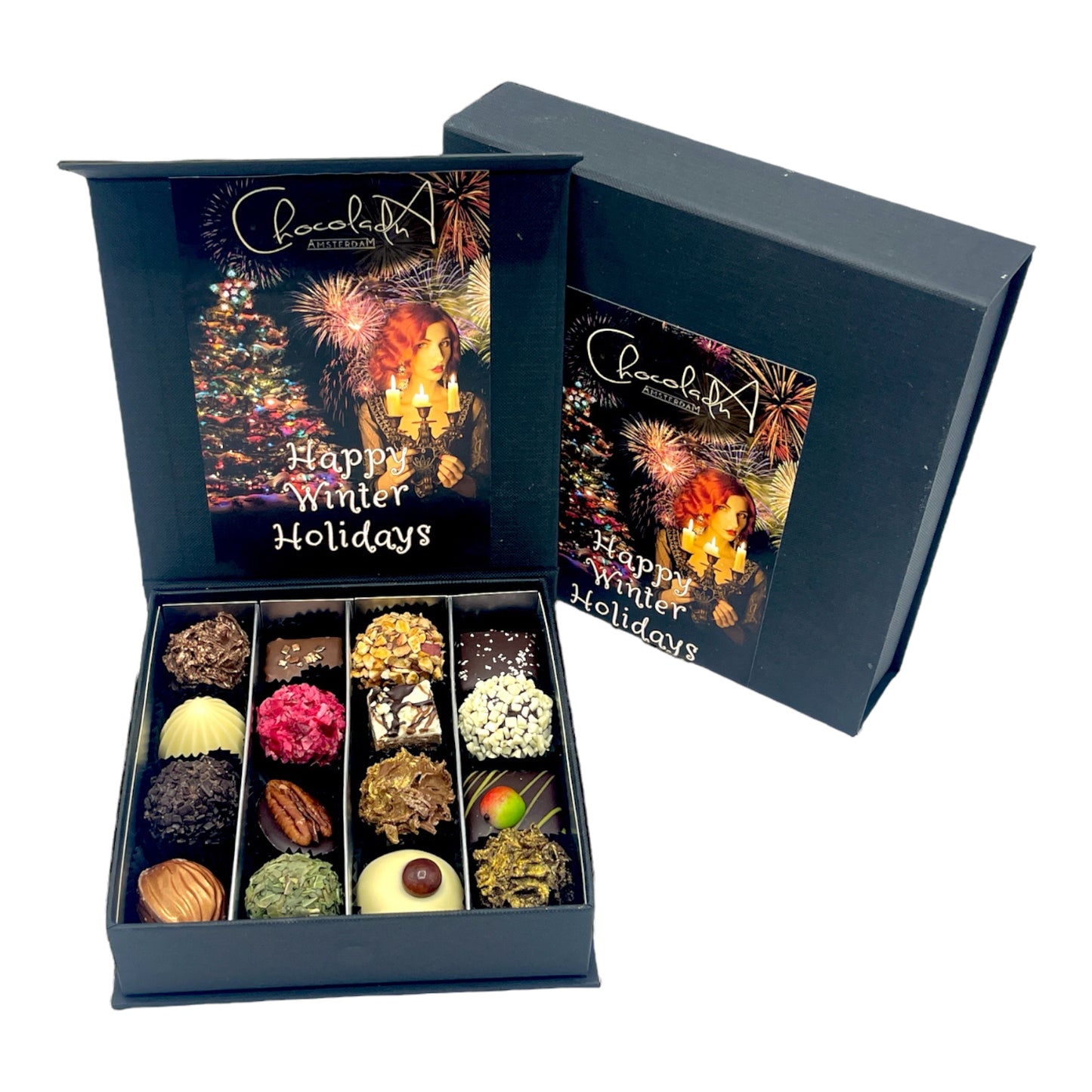 
                  
                    Happy Holidays Chocolade luxe bonbon & truffel assortiment klein 16 stuks
                  
                