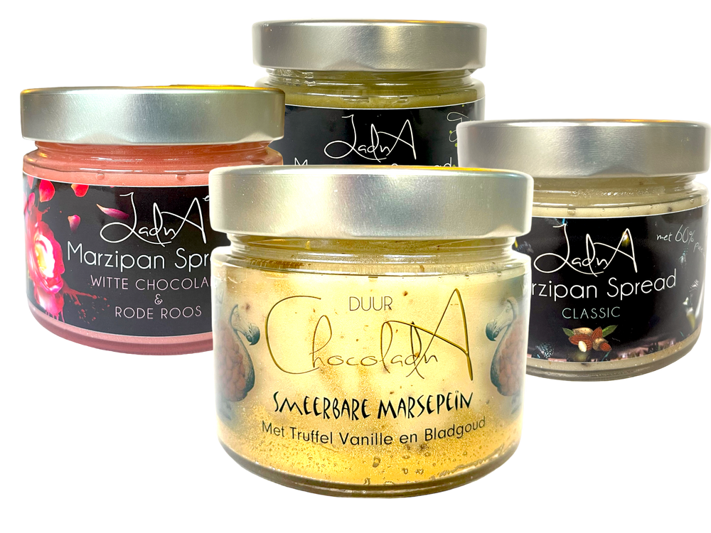 All 4 Marcipano flavors in one set The world's first spreadable marzipan (set of 4 jars)
