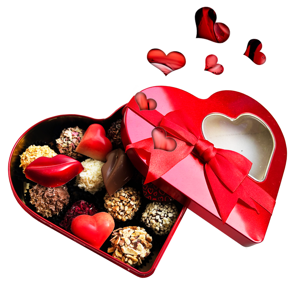 
                  
                    Valentijns Hart- snoepblik liefdevol gevuld met chocolade
                  
                