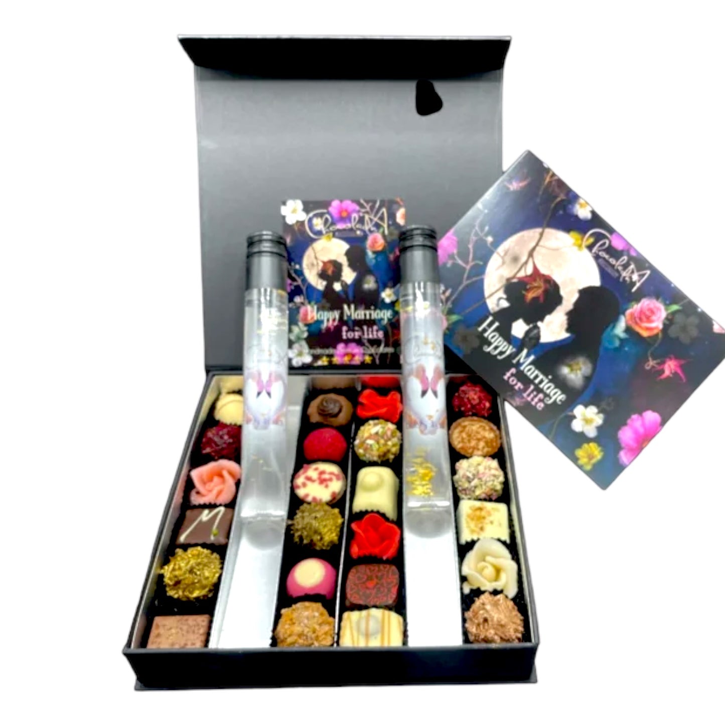 
                  
                    Original assortment box of delicious Chocolates &amp; Bride's Tears with gold leaf.
                  
                