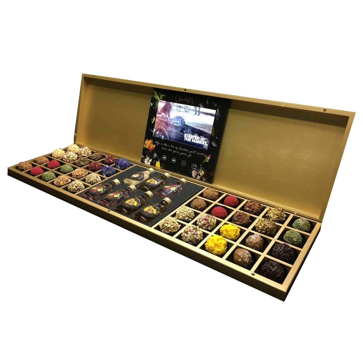 
                  
                    Design-Schokoladenbox mit TV-Bildschirm und Ladna Drinks (Nachfüllbox)
                  
                