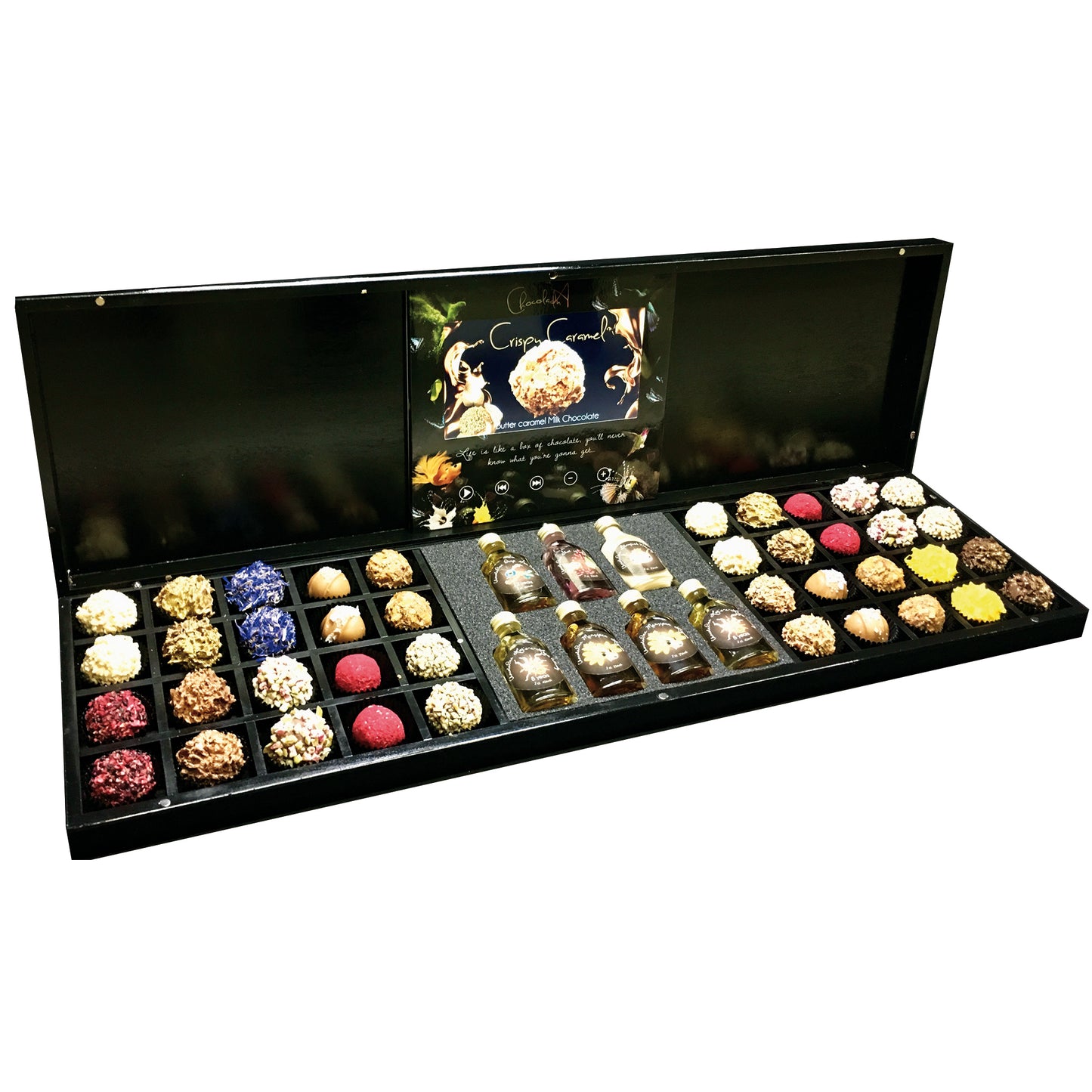 
                  
                    Design Chocolate box with TV screen and Ladna Drinks (refill box)
                  
                
